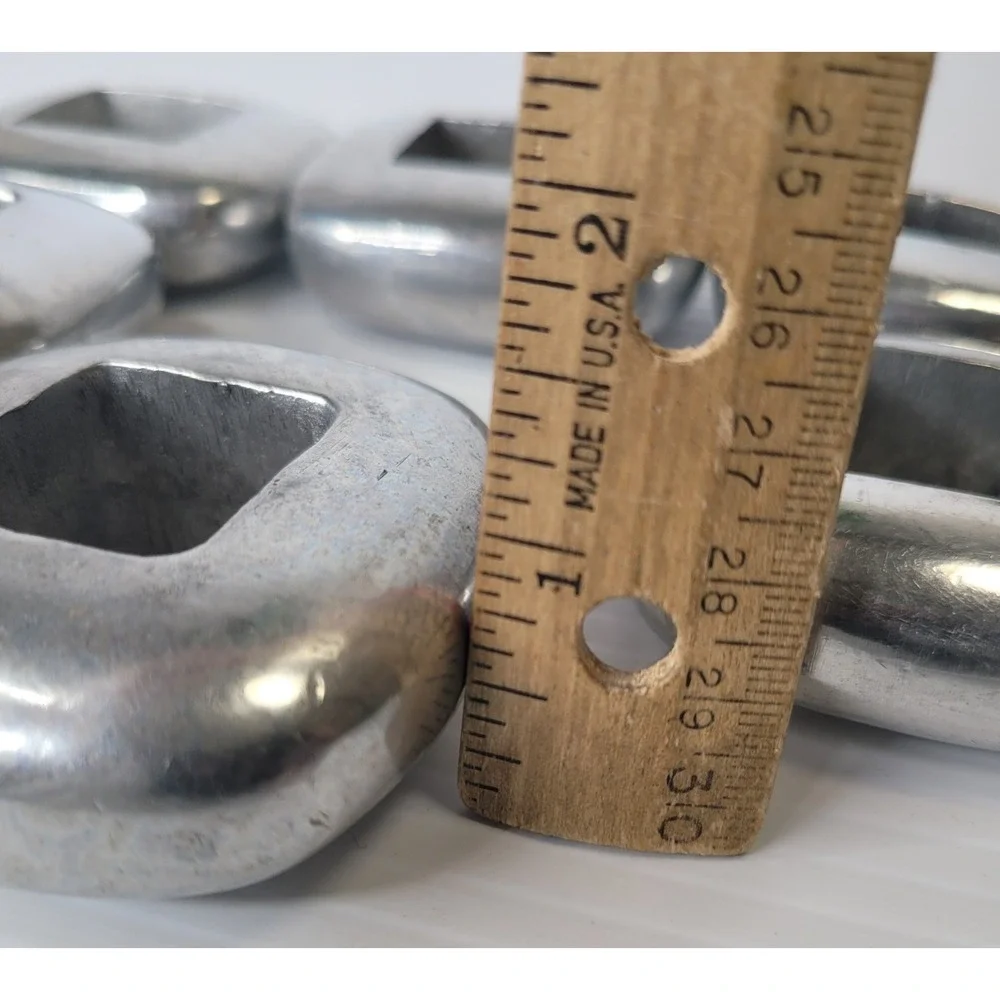 6 Pottery Barn Silver Metal Square Industrial Napkin Rings‎ Heavy Brutalist
